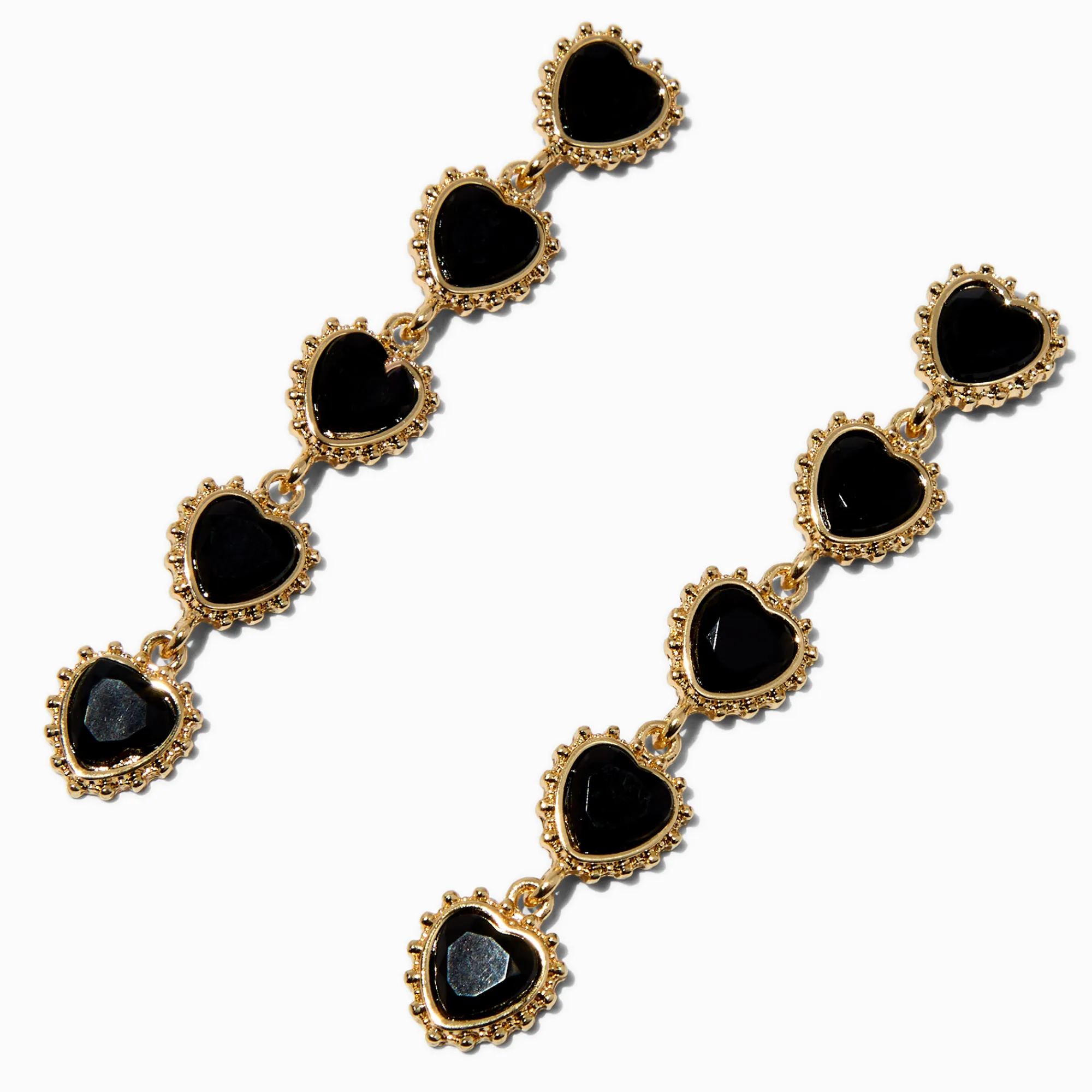 Claire's Pendantes-Pendantes linéaires 8 cm strass cœur noir