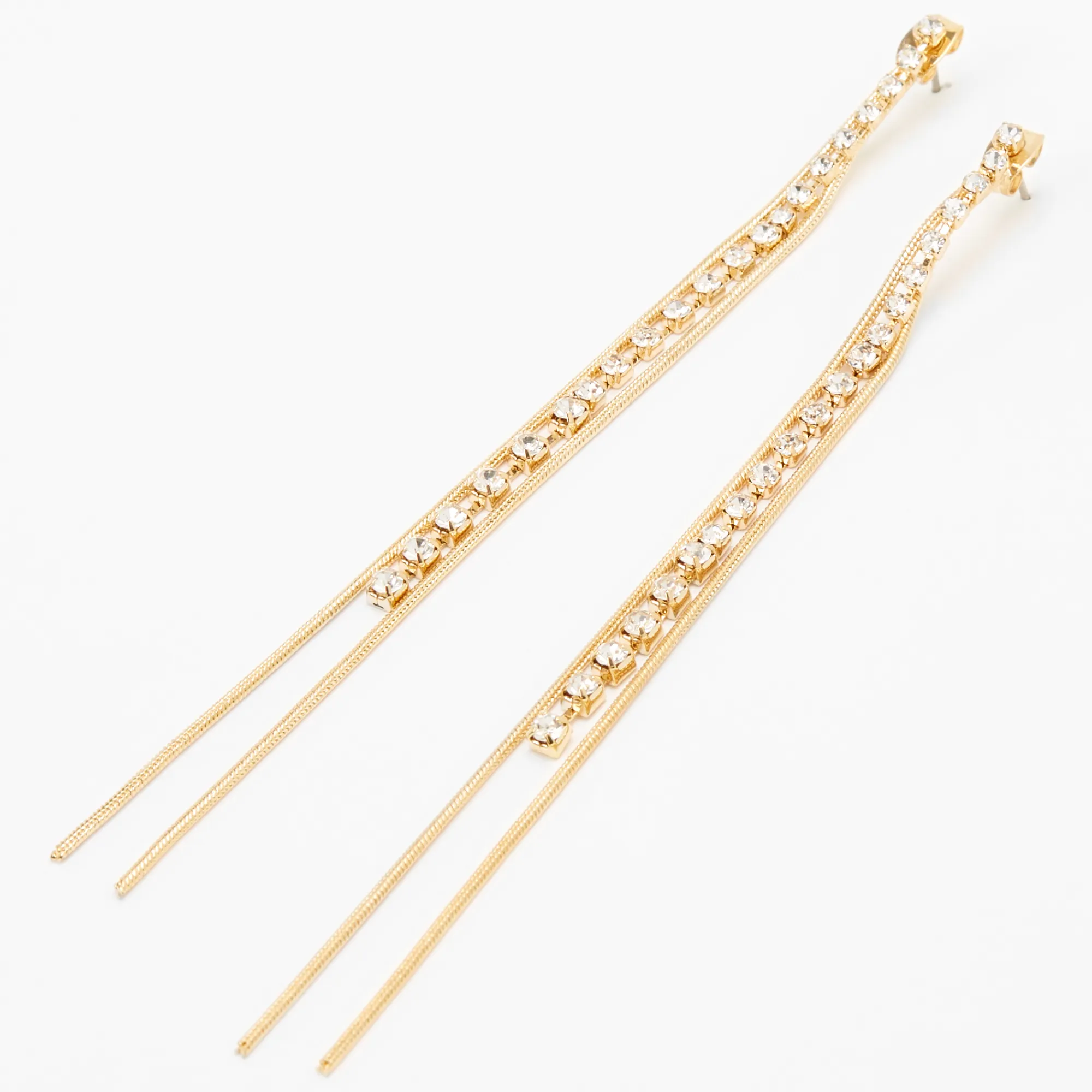 Claire's Pendantes-Pendantes linéaires colonnes de strass 11,5 cm couleur dorée