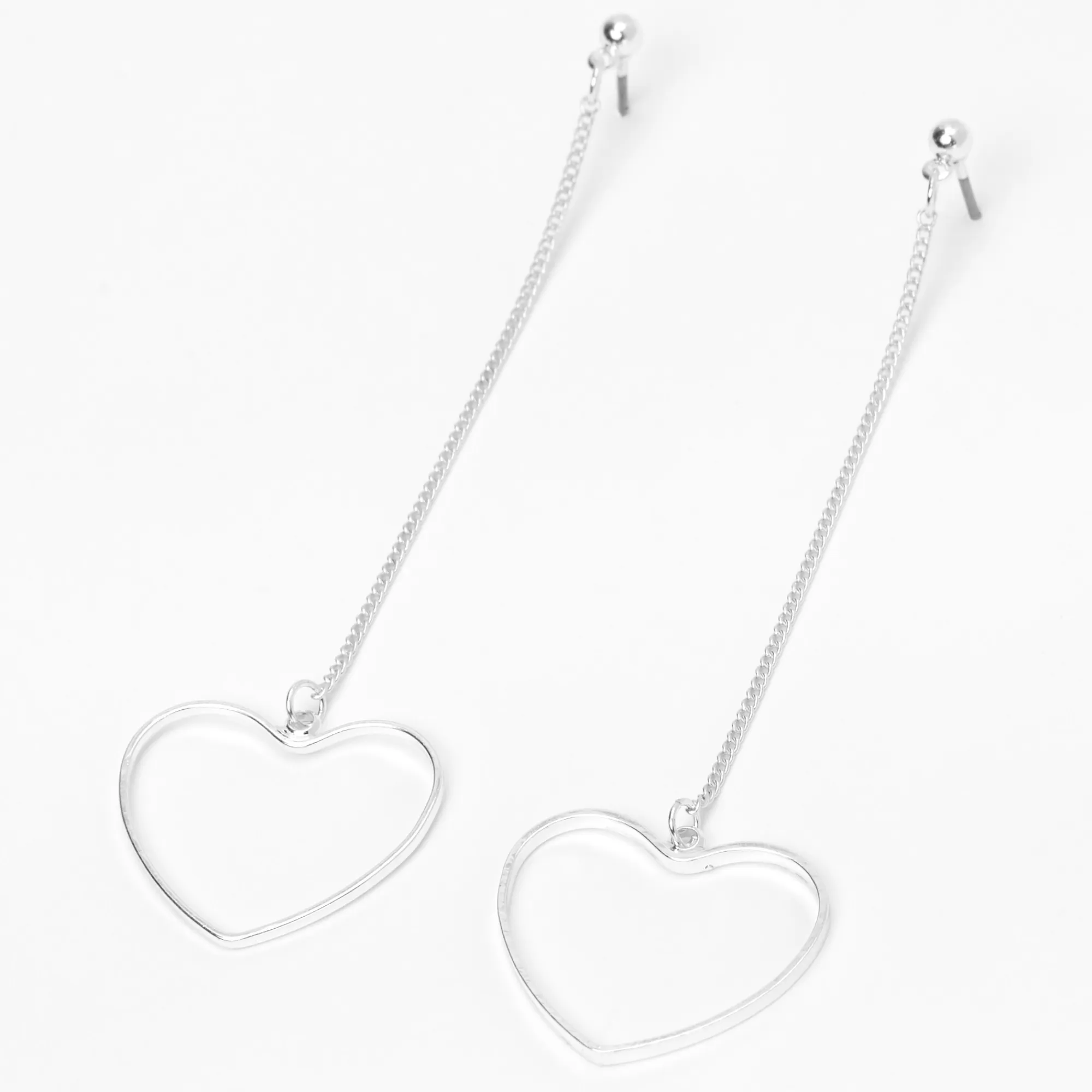 Claire's Pendantes-Pendantes linéaires cœurs ajourés 8 cm couleur argentée