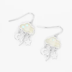 Claire's Pendantes-Pendantes nuage phosphorescentes 1,5 cm couleur argentée