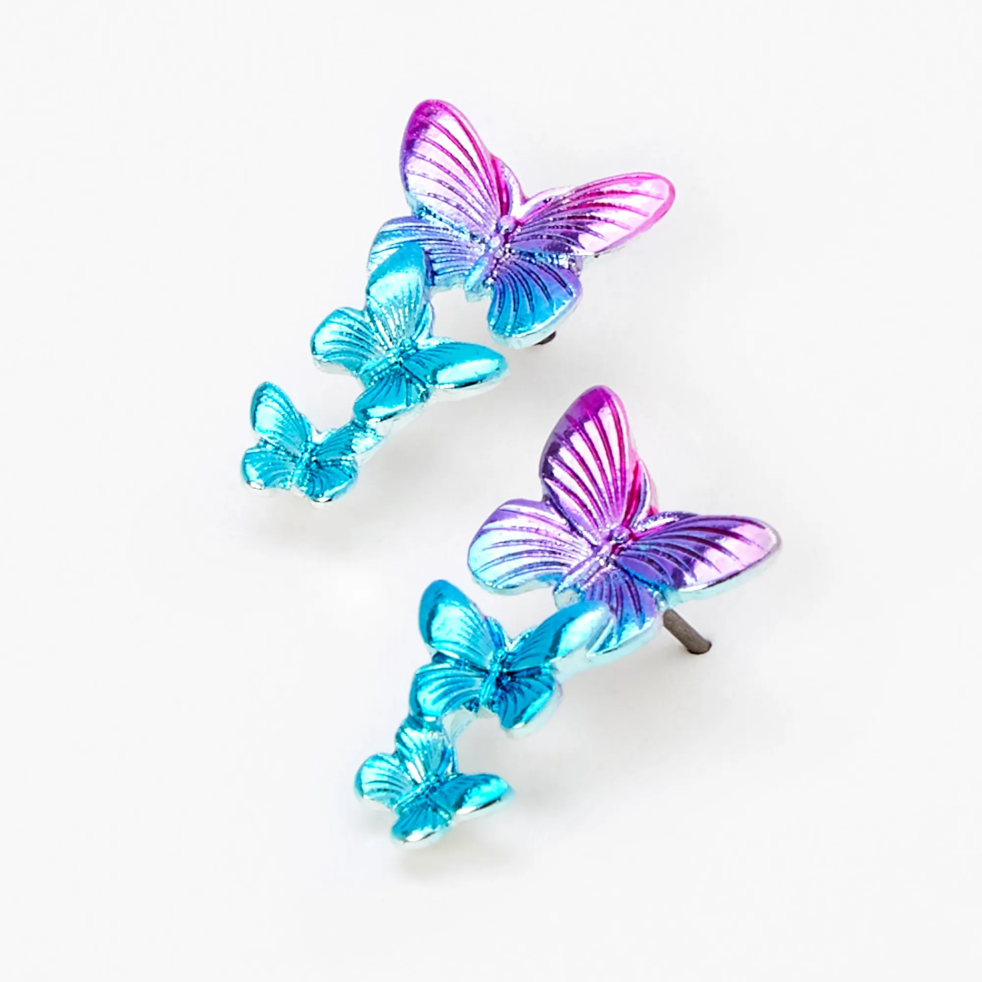 Claire's Pendantes|Clous D'oreilles-Pendantes papillon 4 cm dégradé bleu
