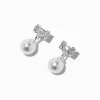 Claire's Pendantes|Bijoux Premium-Pendantes perles d'imitation nœud en zircon cubique couleur argentée C LUXE by Claire’s