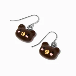 Claire's Pendantes-Pendantes tête d'ours en peluche marron