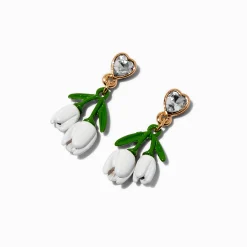 Claire's Pendantes-Pendantes tulipe blanche strass cœur