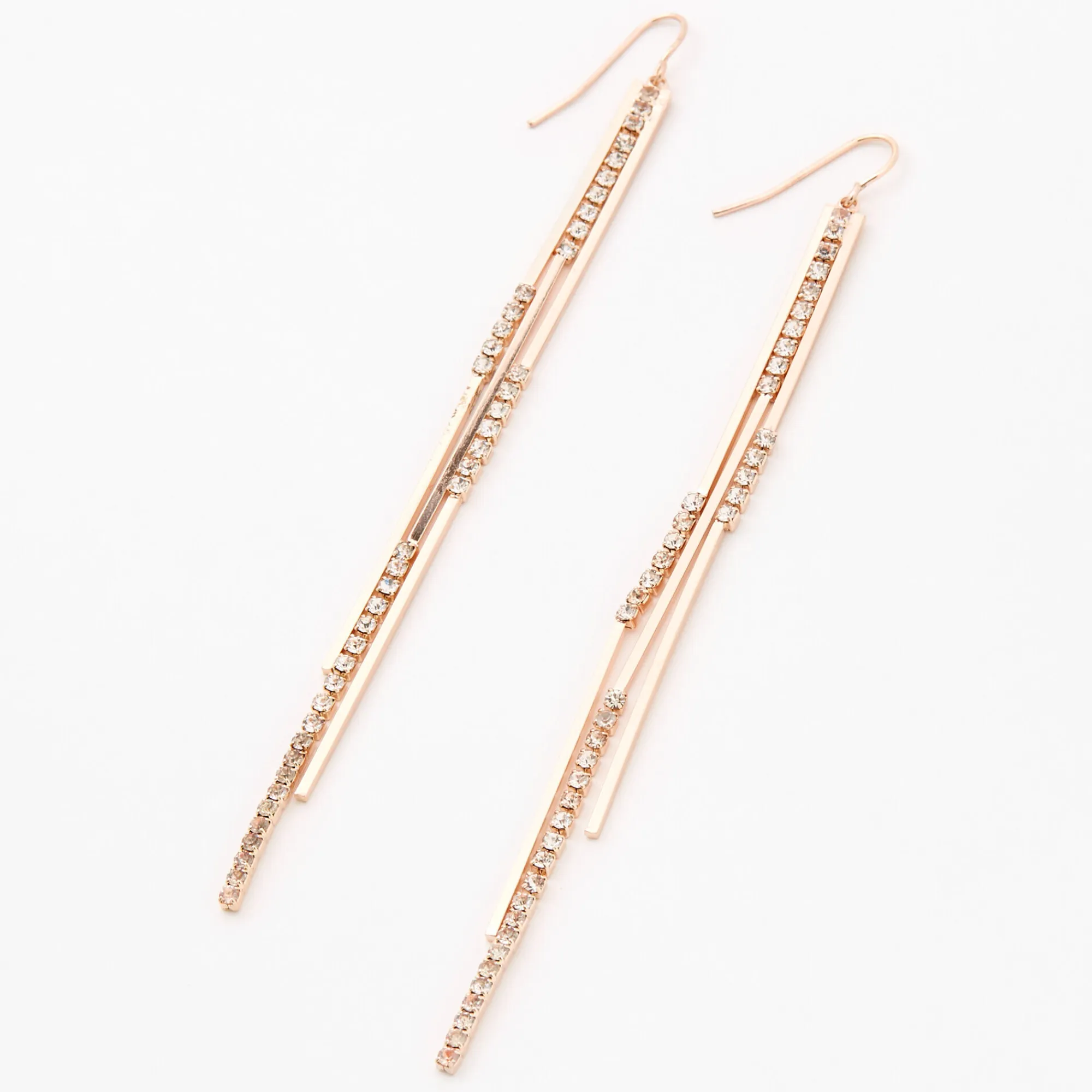 Claire's Pendantes-Pendantes verticales linéaires 10 cm couleur doré rose