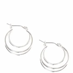 Claire's Anneaux-Petites créoles triples couleur argentés