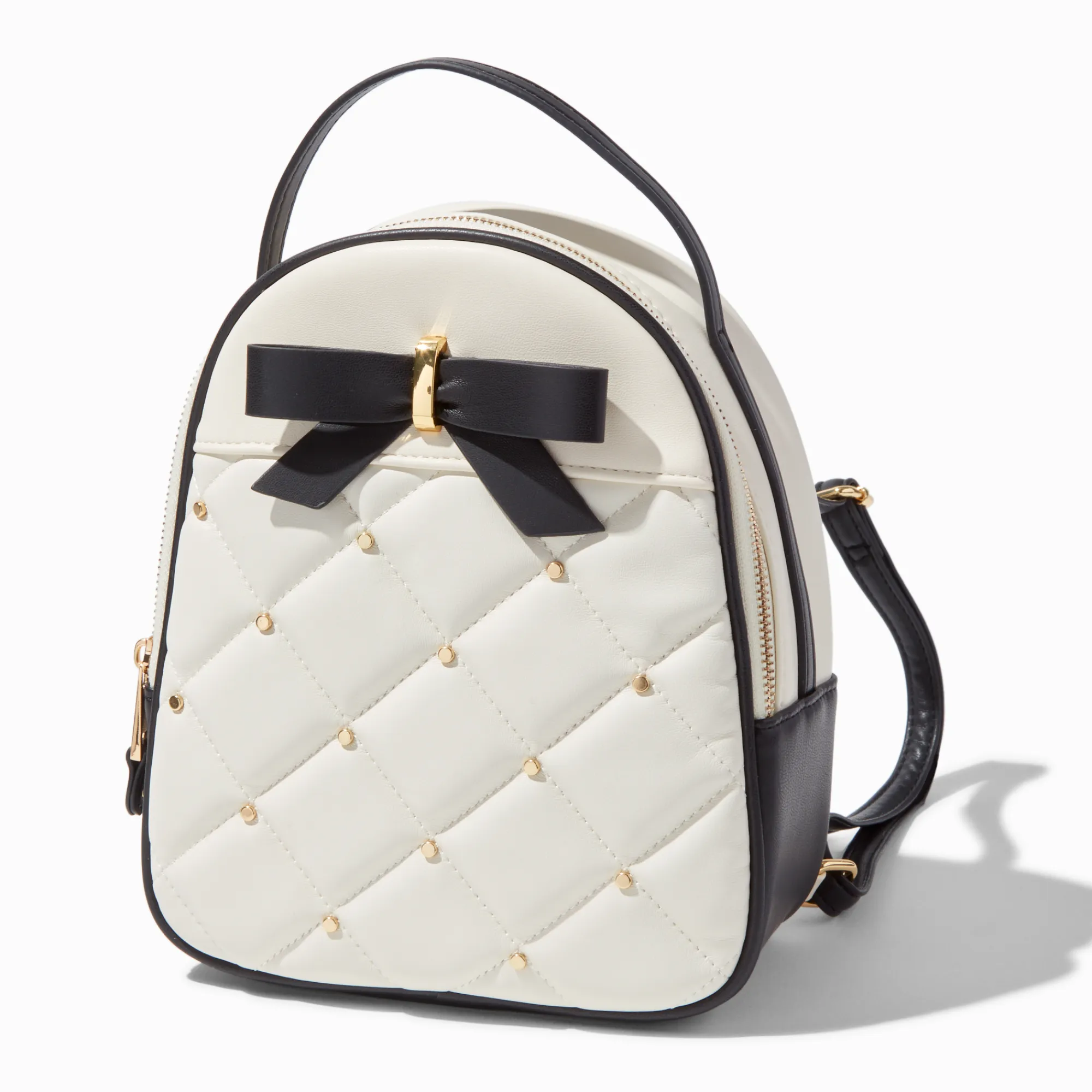 Claire's Sacs À Dos-Petit sac à dos coquet matelassé blanc avec nœud