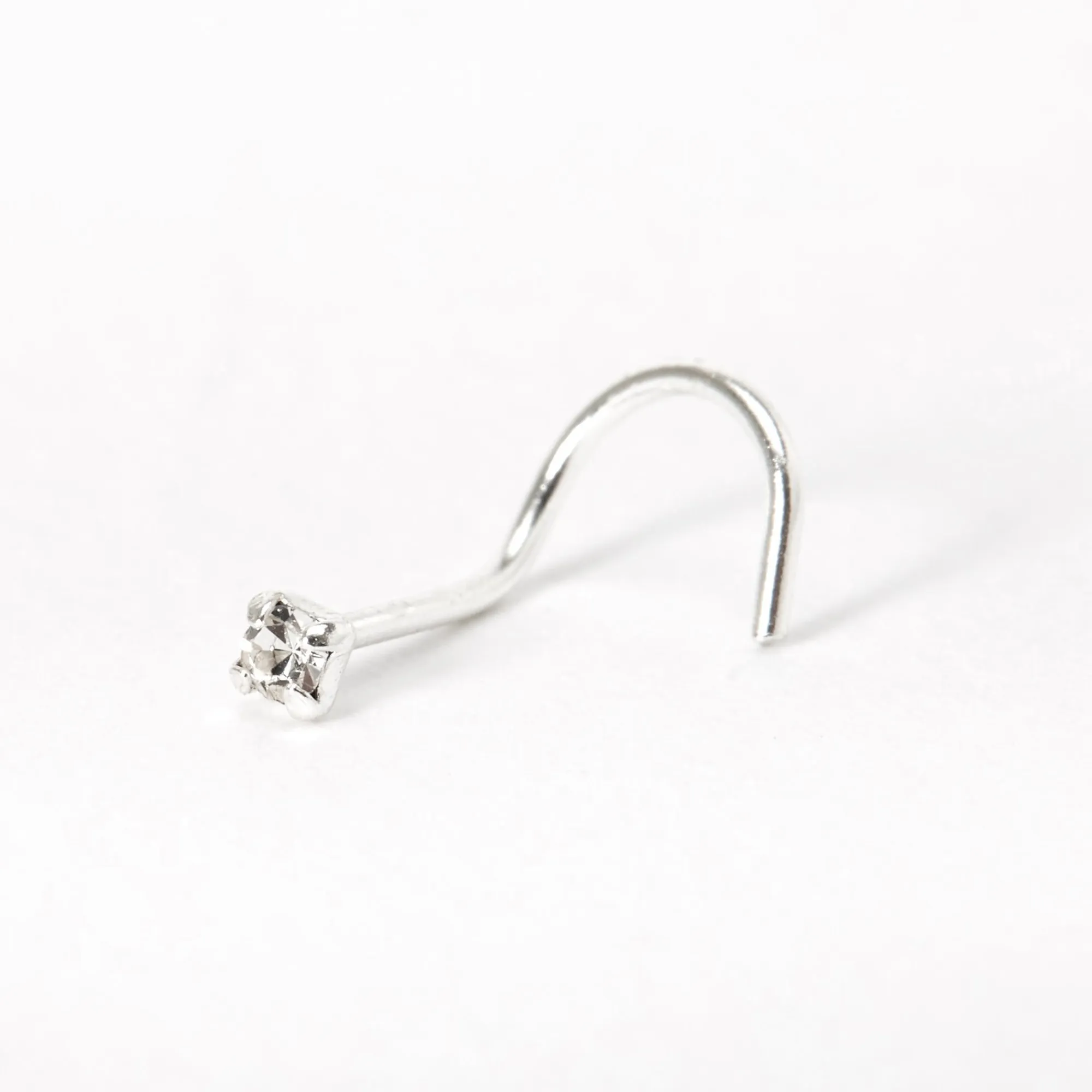 Claire's Bijoux Premium|Bijoux De Piercing-Piercing de nez avec strass classique 0,6 mm couleur argentée