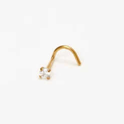 Claire's Bijoux Premium|Bijoux De Piercing-Piercing de nez à griffes avec strass 0,8 mm couleur titanée et couleur dorée