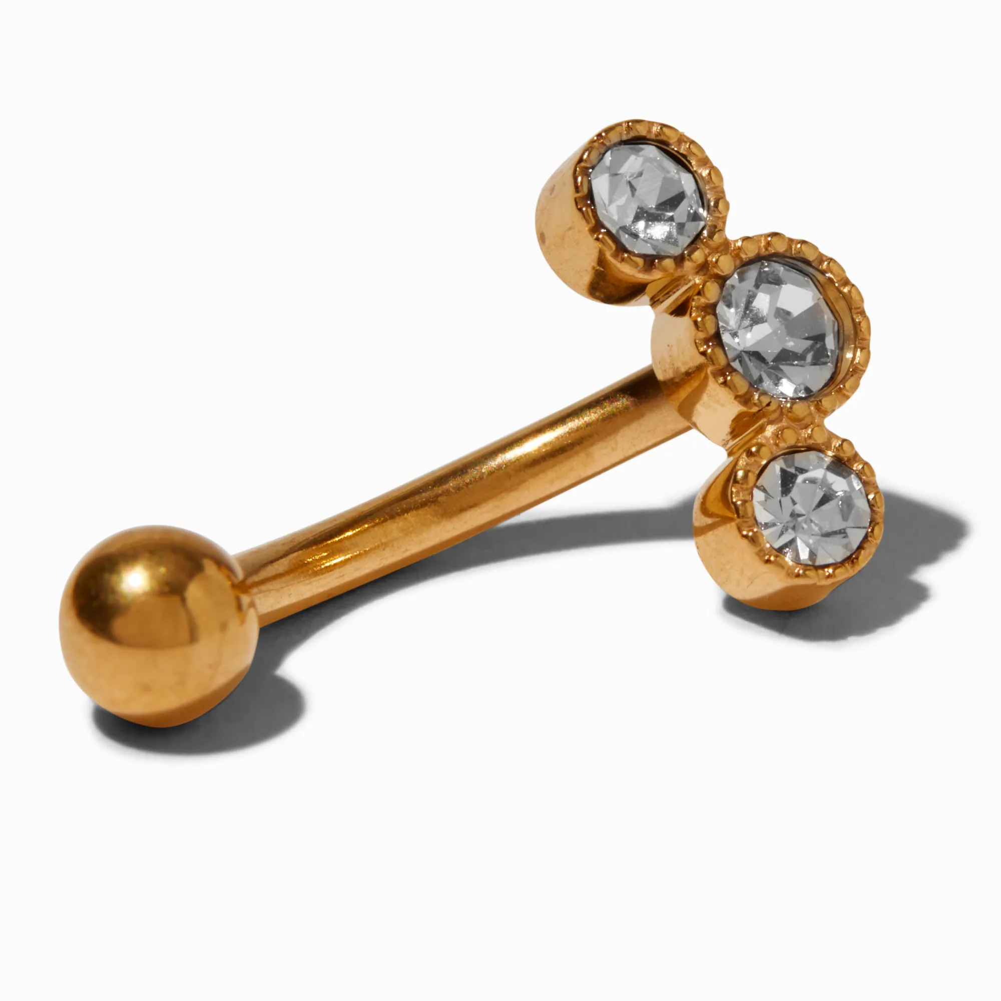 Claire's Bijoux De Piercing-Piercing de nombril couleur dorée 1,6 mm triple en zircon cubique