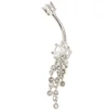 Claire's Clous D'oreilles|Bijoux De Piercing-Piercing de nombril 1,6 mm effet drapé couleur argentée en zircon cubique d'imitation