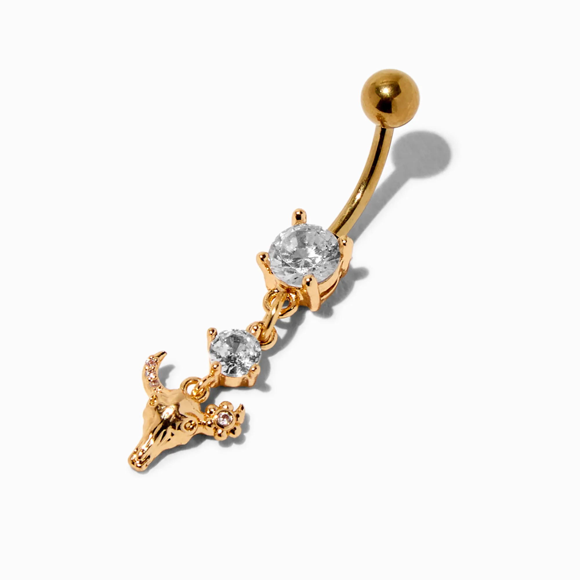 Claire's Bijoux De Piercing-Piercing de nombril 1.6mm vache longhorn zircon cubique couleur dorée