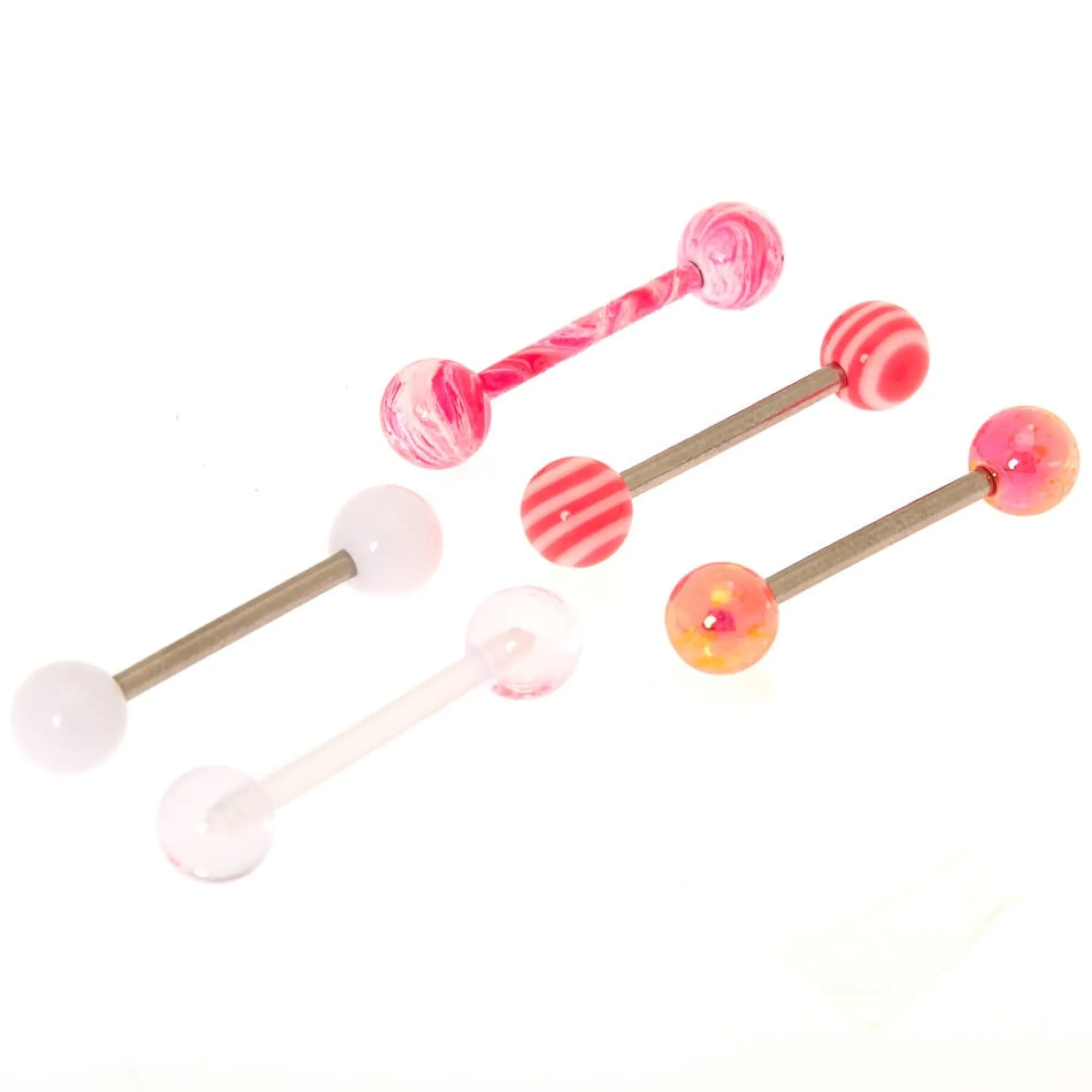 Claire's Bijoux De Piercing-Piercings de langue tourbillon 1,6 mm super mignons - Rose, lot de 5