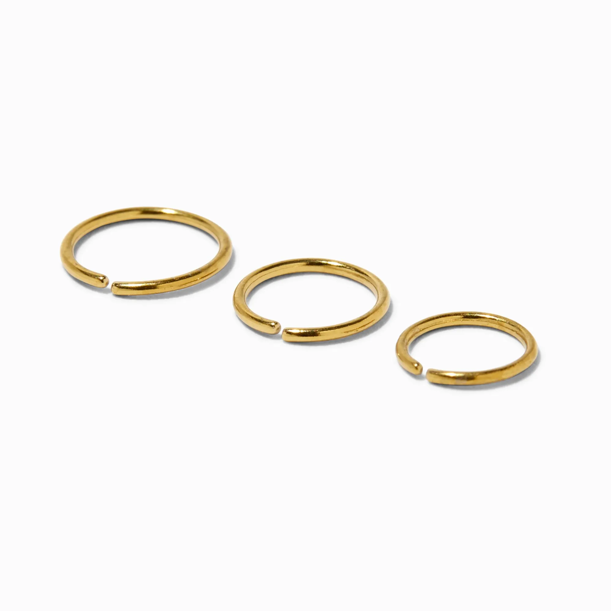 Claire's Bijoux Premium|Bijoux De Piercing-Piercings de nez aux designs variés 0,8 mm couleur dorée - Lot de 3