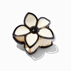 Claire's Barrettes Et Pinces-Pince à cheveux fleurs bordée crème et noire