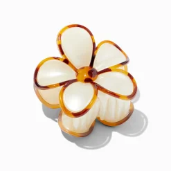 Claire's Barrettes Et Pinces-Pince à cheveux fleurs linéaires crème et couleur écaille de tortue
