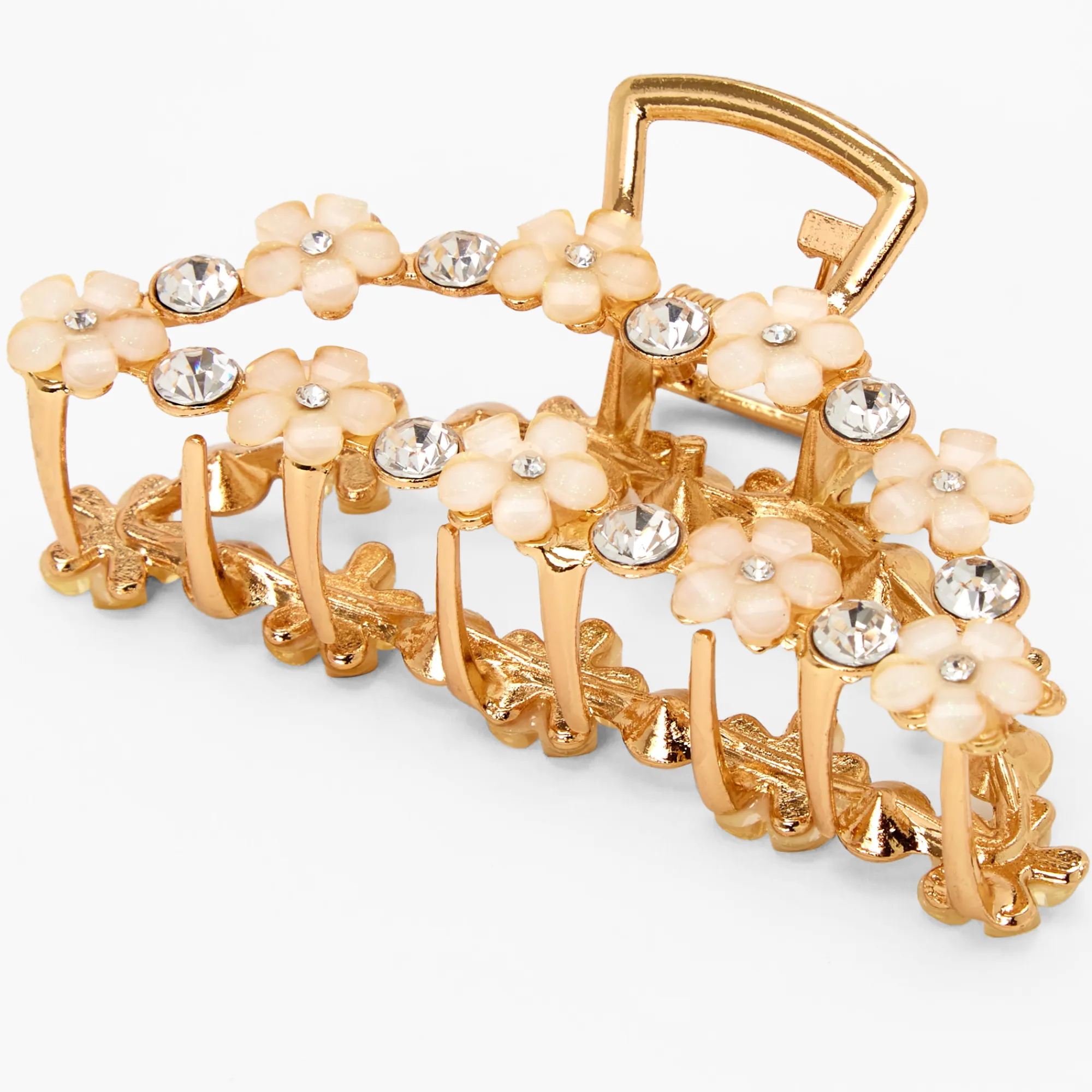 Claire's Barrettes Et Pinces-Pince à cheveux ovale avec marguerites incrustées couleur dorée