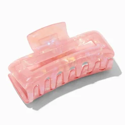 Claire's Barrettes Et Pinces-Pince à cheveux rectangulaire corail iridescente