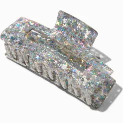 Claire's Barrettes Et Pinces-Pince à cheveux rectangulaire paillettes couleur argentée