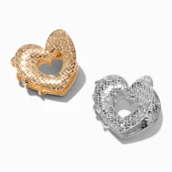 Claire's Barrettes Et Pinces-Pinces à cheveux cœurs texturés en métaux mixtes - Lot de 2