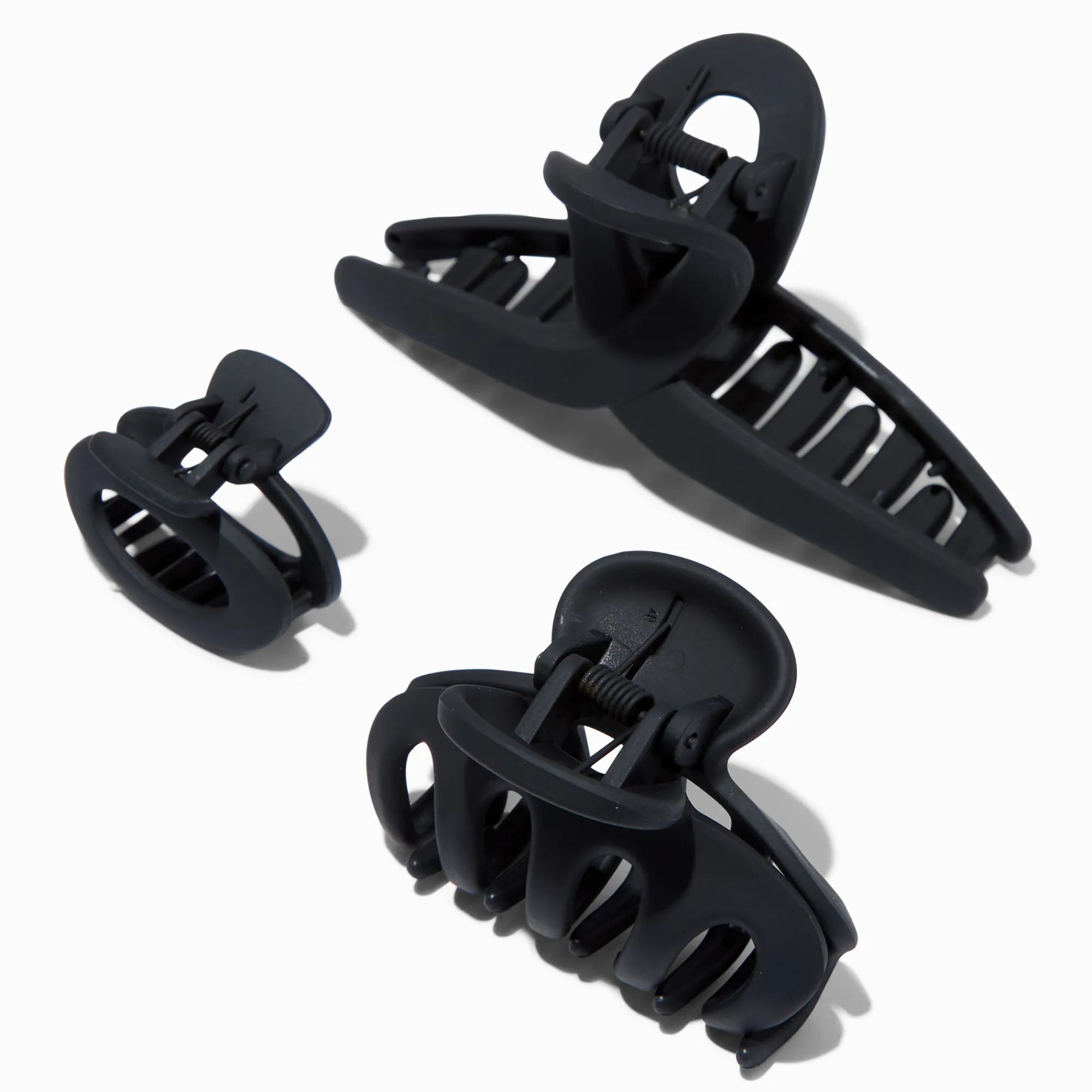 Claire's Barrettes Et Pinces-Pinces à cheveux de tailles variées noires mates (lot de 3)