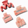 Claire's Barrettes Et Pinces-Pinces à cheveux ondulées écaille de tortue rose - Lot de 4
