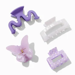 Claire's Barrettes Et Pinces-Pinces à cheveux papillons violets variés - Lot de 4