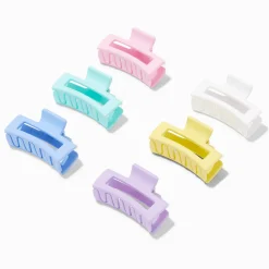 Claire's Barrettes Et Pinces-Pinces à cheveux rectangulaires arc-en-ciel pastel - Lot de 6