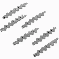 Claire's Barrettes Et Pinces-Épingles à cheveux ondulées couleur argentée - Lot de 6
