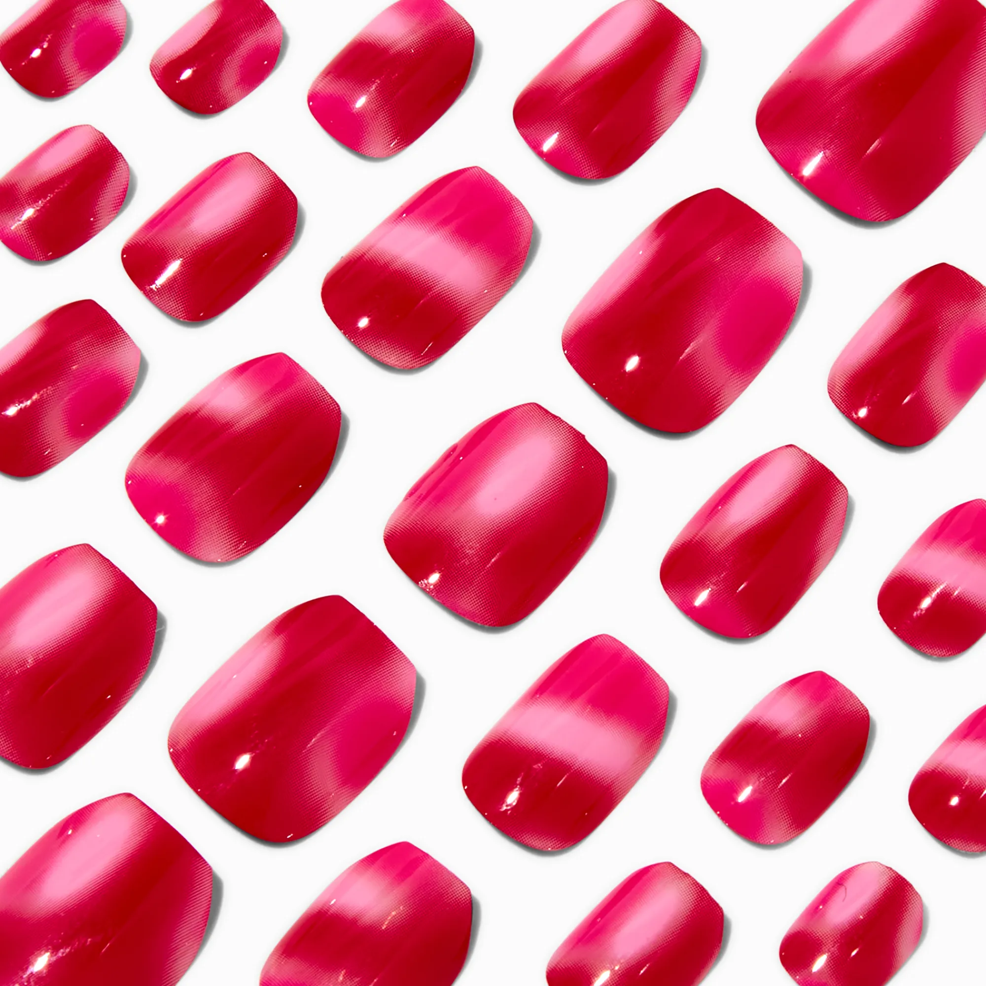 Claire's Ongles-Pink & Red Tie Dye Coffin Press On Vegan Faux Nail Set - 24 Pack