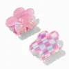 Claire's Barrettes Et Pinces-Pink Checkered Daisy Hair Claws - 2 Pack