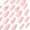 Claire's Ongles-Pink French Tip Bling Squareletto Vegan Faux Nail Set - 24 Pack