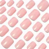 Claire's Ongles-Pink Glazed Short Square Vegan Faux Nail Set - 24 Pack