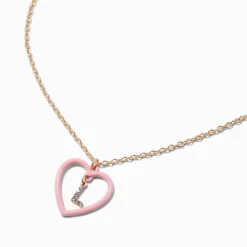 Claire's Colliers-Pink Heart Initial Pendant Necklace - L
