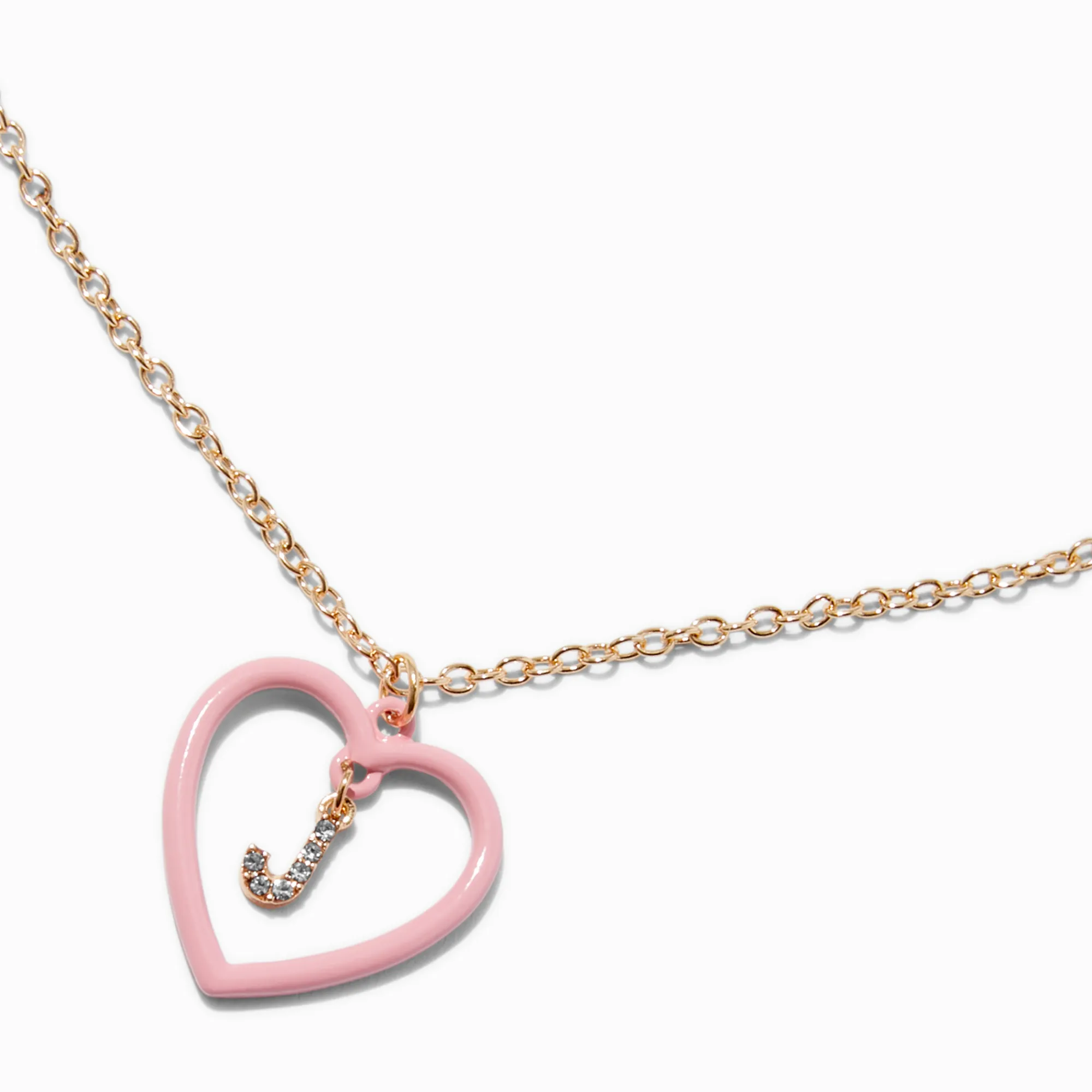 Claire's Colliers-Pink Heart Initial Pendant Necklace - J