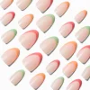 Claire's Ongles-Pink, Orange & Green French Tip Short Almond Vegan Faux Nails - 24 Pack