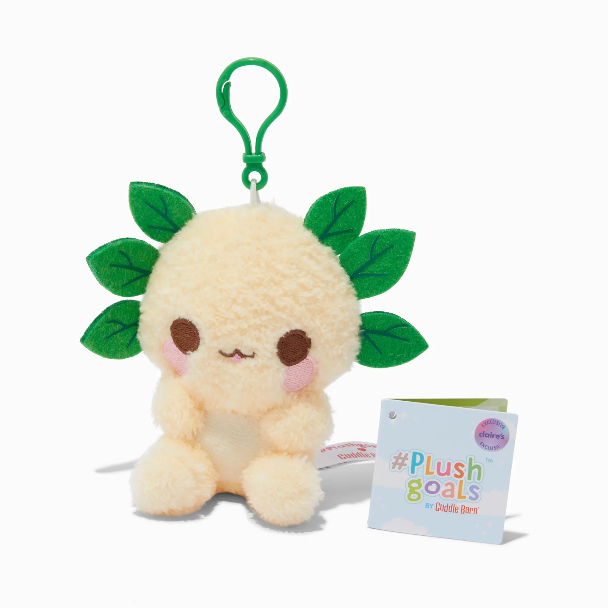 Claire's Cuddle Barn®-#Plush Goals by Cuddle Barn® Claire's Exclusive 5'' Leia the Leafy Axolotl Soft Toy Bag Clip