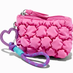 Claire's Porte-monnaies-Pochette poignet en nylon bombée rose