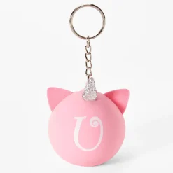 Claire's Jouets Fidget|Porte-clés-Porte-clés balle anti-stress licorne à initiale - Rose, U