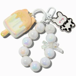 Claire's Porte-clés-Porte-clés bracelet glace à l'eau chat perle d'imitation