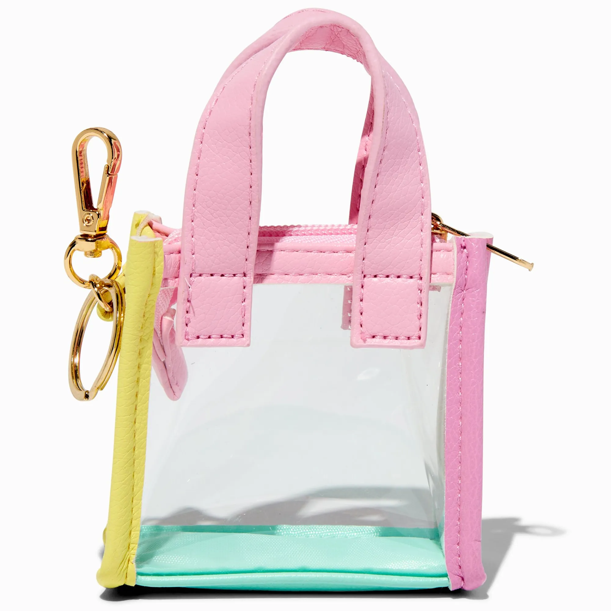 Claire's Porte-monnaies|Porte-clés-Porte-clés mini sac cabas transparent color block pastel