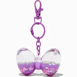 Claire's Porte-clés-Porte-clés à paillettes rempli d’eau nœud pour cheveux violet