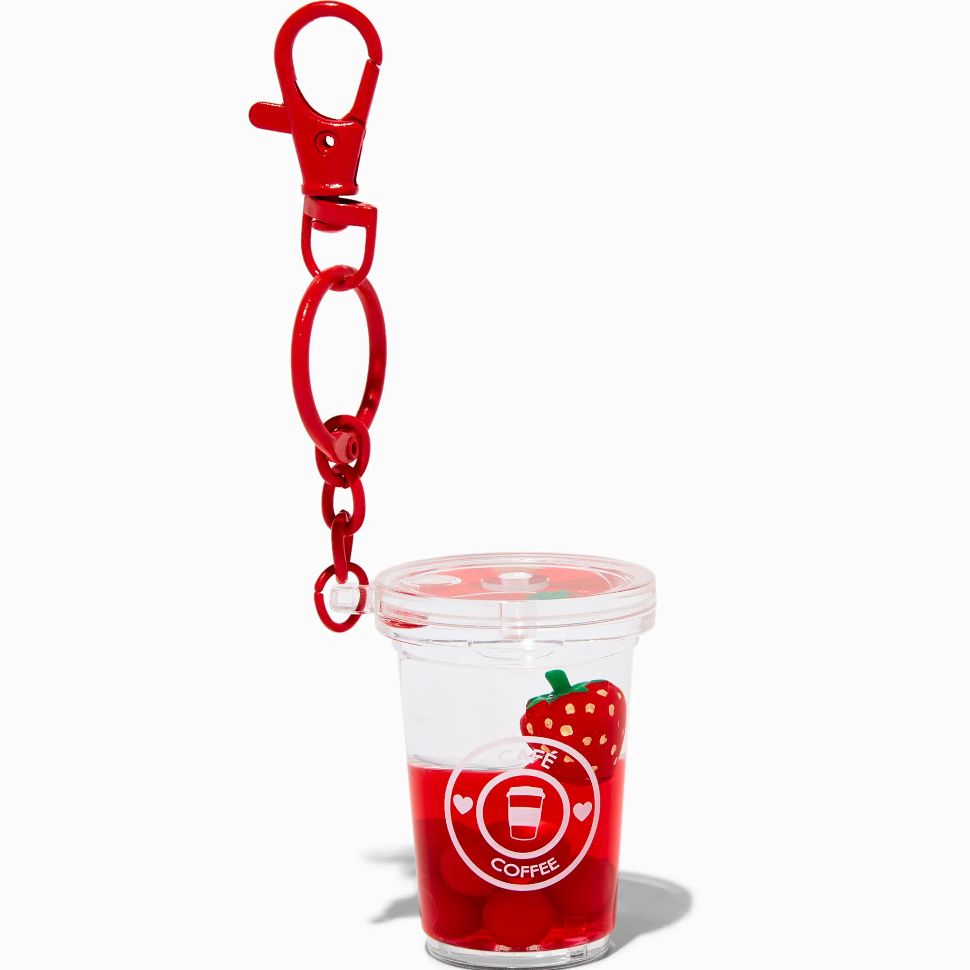 Claire's Porte-clés-Porte-clés à paillettes rempli d'eau café fraise