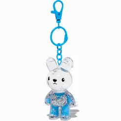 Claire's Porte-clés-Porte-clés à paillettes rempli d’eau lapin bleu