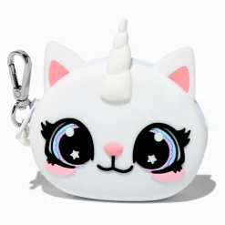 Claire's Porte-monnaies-Porte-clés porte-monnaie en silicone chat-licorne