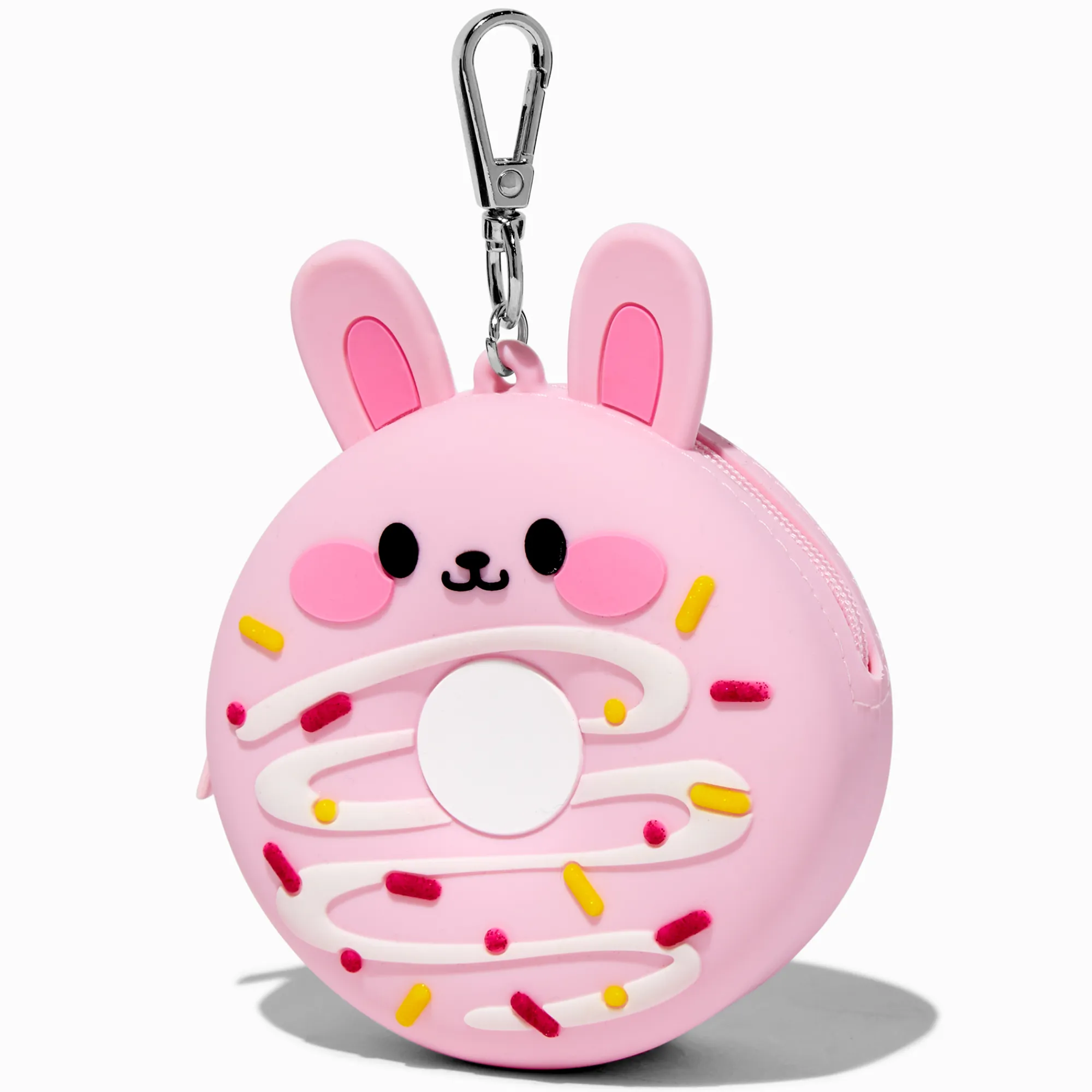 Claire's Porte-monnaies-Porte-clés porte-monnaie en silicone supérette donut saupoudré lapin rose