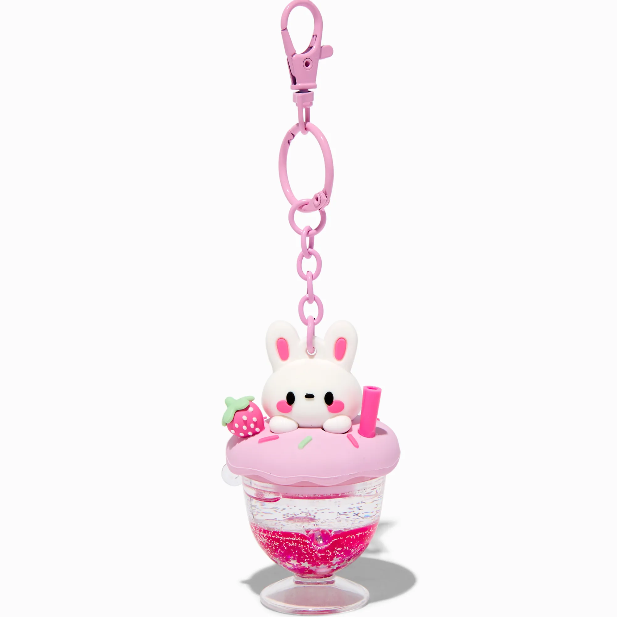 Claire's Porte-clés-Porte-clés rempli d'eau lapin fraise