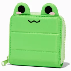 Claire's Portefeuilles-Porte-monnaie à glissière sur tout le pourtour grenouille vert