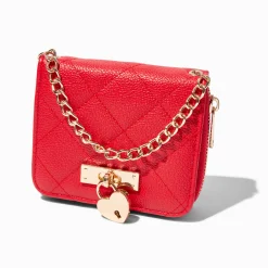 Claire's Portefeuilles-Porte-monnaie pochette poignée matelassé rouge Saint-Valentin