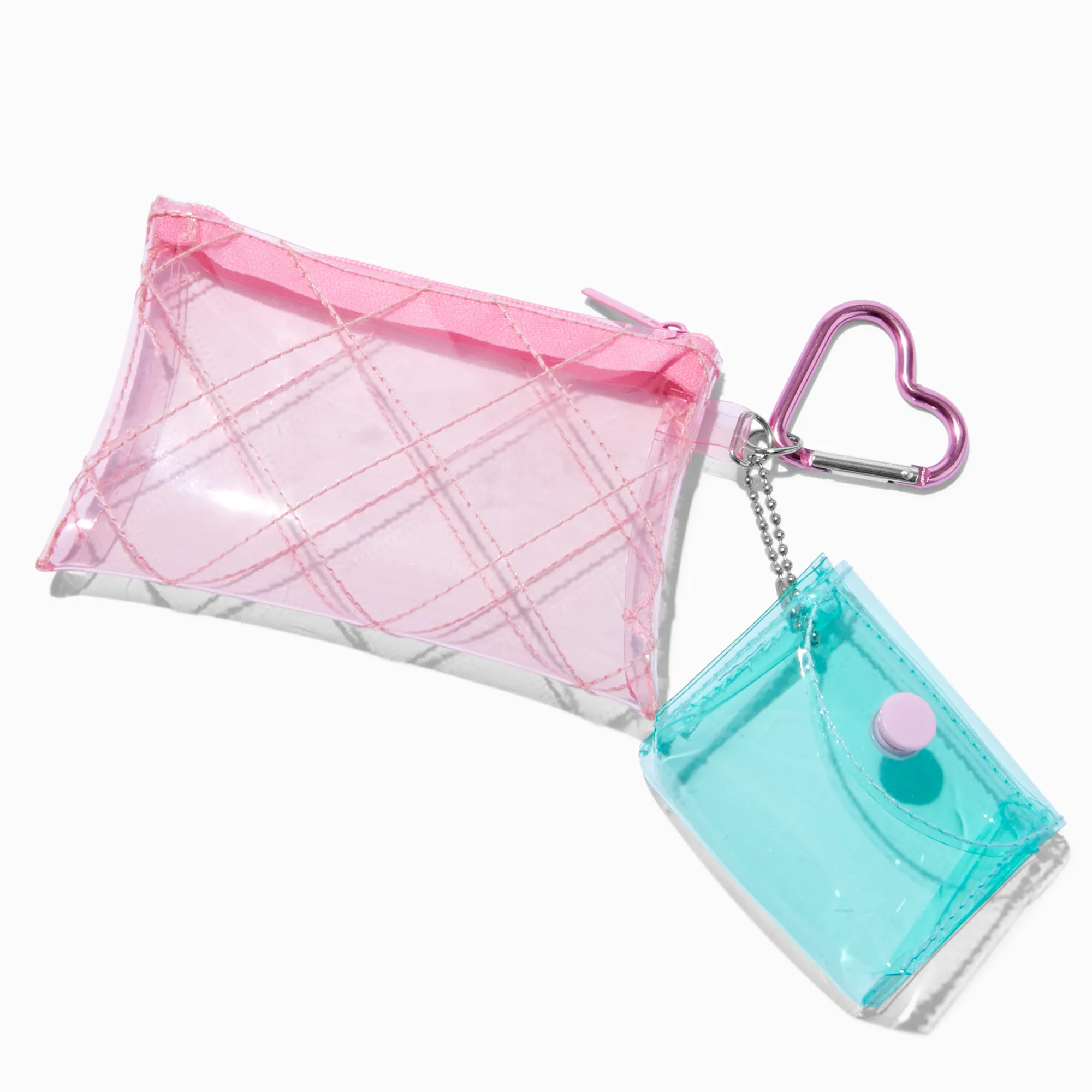Claire's Porte-monnaies-Porte-monnaies transparents rose et bleu sarcelle - Lot de 2